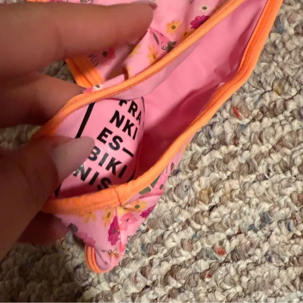 NWT Frankie’s Bikinis Laura High Waist Cheeky Bikini Bottom Pink- Size Small